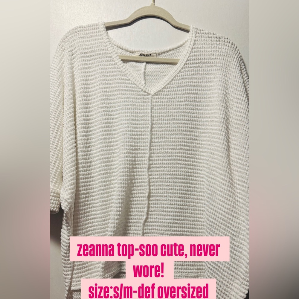 White V-Neck Waffle Knit Top